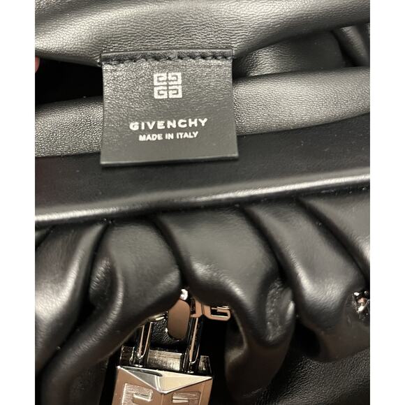 GIVENCHY Black Leather Silver Lock Accent Chain Strap Kenny Shoulder Bag - Picture 14 of 16